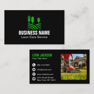 Carte De Visite Logo moderne Green Black Landscaping Lawn Care Log