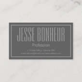 Carte De Visite Logo Moderne Grey Initiales & Nom (Dos)