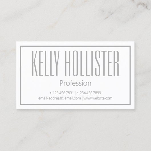 Carte De Visite Logo Moderne Grey Initiales & Nom (Dos)