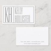 Carte De Visite Logo Moderne Grey Initiales & Nom (Devant / Derrière)