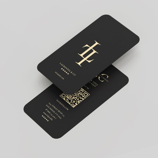 Carte De Visite Logo moderne Monogram L Black Gold Professional
