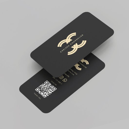 Carte De Visite Logo moderne Monogramme professionnel C Black Gold