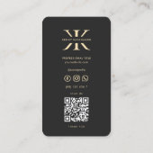 Carte De Visite Logo moderne Monogramme Professionnel K Black Gold (Dos)