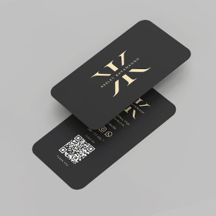 Carte De Visite Logo moderne Monogramme Professionnel K Black Gold