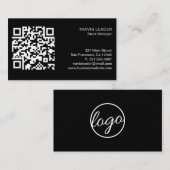 Carte De Visite Logo moderne Noir Simple Professionnel Code QR (Devant / Derrière)