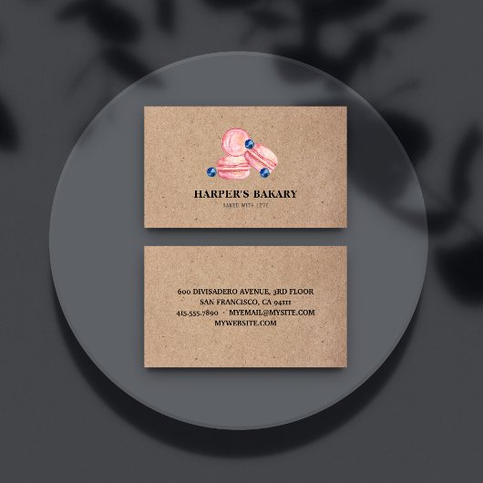 Carte De Visite Logo moderne Pastel Pink Macarons Professional