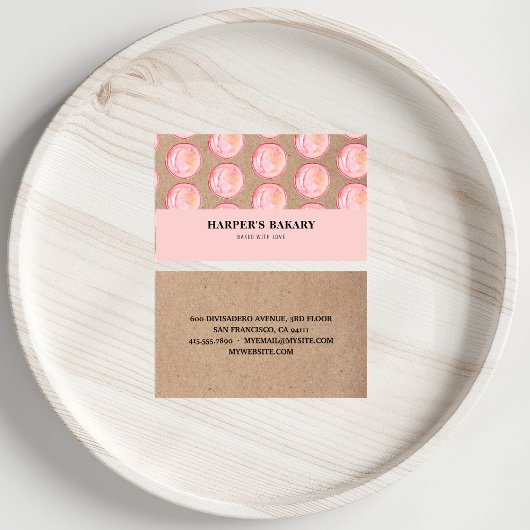 Carte De Visite Logo moderne Pastel Pink Macarons Professional