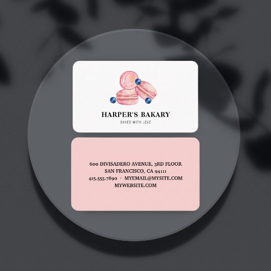 Carte De Visite Logo moderne Pastel Pink Macarons Professional