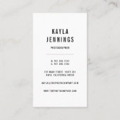 Carte De Visite Logo moderne | Photographe vertical (Dos)