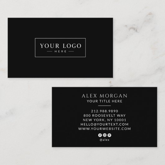 Carte De Visite Logo Moderne Professionnel Noir (Devant / Derrière)