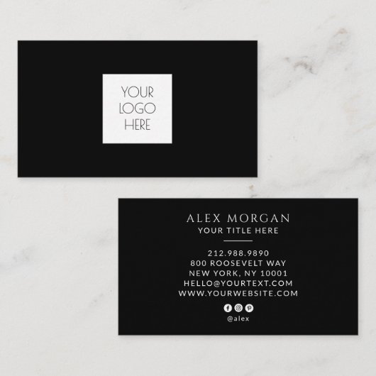 Carte De Visite Logo Moderne Professionnel Noir (Devant / Derrière)