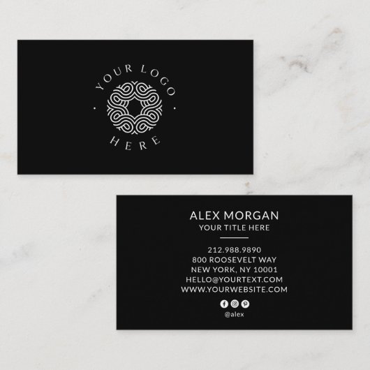Carte De Visite Logo Moderne Professionnel Noir (Devant / Derrière)