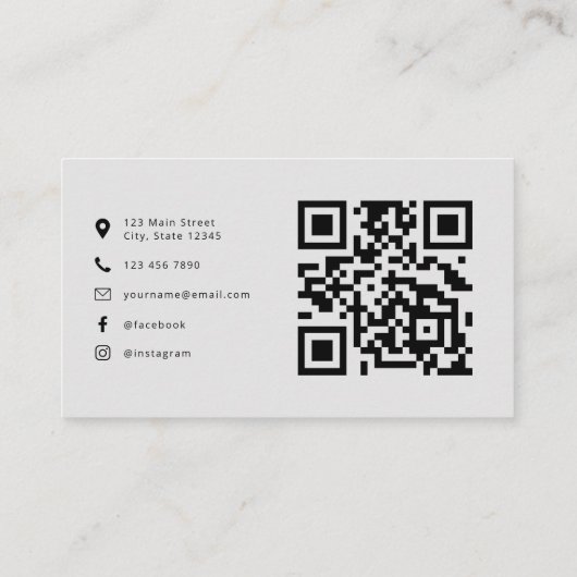 Carte De Visite Logo moderne professionnel QR Code gris clair (Dos)