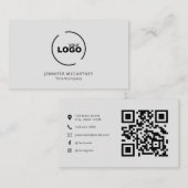 Carte De Visite Logo moderne professionnel QR Code gris clair (Devant / Derrière)