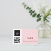 Carte De Visite Logo moderne QR Code Blush Pink Professional (Debout devant)
