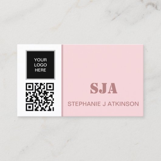 Carte De Visite Logo moderne QR Code Blush Pink Professional (Devant)