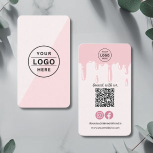 Carte De Visite Logo moderne QR Code Boulangerie rose
