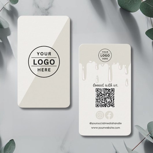 Carte De Visite Logo moderne QR Code Boulangerie rose
