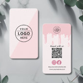 Carte De Visite Logo moderne QR Code Boulangerie rose