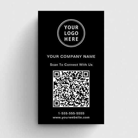 Carte De Visite Logo moderne QR Code noir