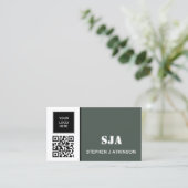 Carte De Visite Logo moderne QR Code Sage Green Professional (Debout devant)