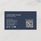 Carte De Visite Logo moderne Realtor Photo Marine Blue (Dos)