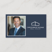 Carte De Visite Logo moderne Realtor Photo Marine Blue (Devant)