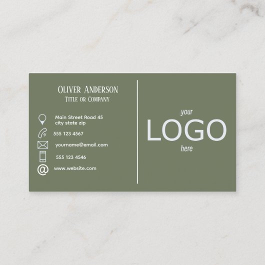 Carte De Visite Logo moderne Sage simple (Dos)