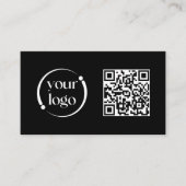 Carte De Visite Logo moderne simple et code QR sur noir (Devant)