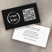 Carte De Visite Logo moderne simple et code QR sur noir