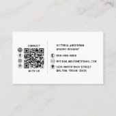Carte De Visite Logo moderne simple noir et blanc Code QR (Dos)