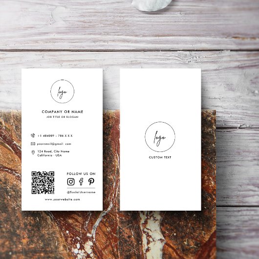 Carte De Visite Logo Moderne Simple Social Media icônes QR Code