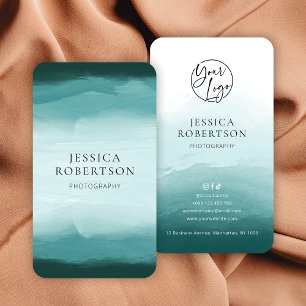 Carte De Visite Logo moderne Watercolor Turquoise Professional