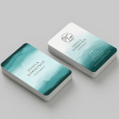 Carte De Visite Logo moderne Watercolor Turquoise Professional
