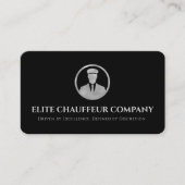 Carte De Visite Logo modifiable de luxe Chauffeur en argent noir (Devant)