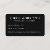 Carte De Visite Logo modifiable de luxe Chauffeur en argent noir (Dos)