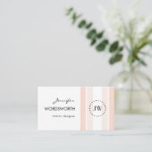 Carte De Visite Logo Monogram Coral Pastel Professional QR Code (Debout devant)
