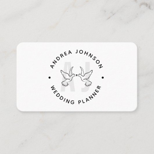 Carte De Visite Logo Monogram mariage de pigeons élégants (Devant)