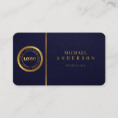 Carte De Visite Logo Monogram Professional Luxe Dark & Gold Circle (Devant)