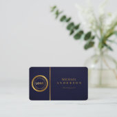 Carte De Visite Logo Monogram Professional Luxe Dark & Gold Circle (Debout devant)