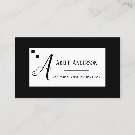 Carte De Visite Logo Monogram Simple Modèle noir et blanc (Devant)
