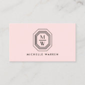 Carte De Visite Logo Monogramme Art déco empilé sur rose (Devant)