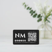 Carte De Visite Logo Monogramme Code QR Connectez-Vous Avec Nous (Debout devant)