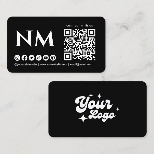 Carte De Visite Logo Monogramme Code QR Connectez-Vous Avec Nous (Devant / Derrière)