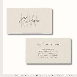 Carte De Visite Logo Monogramme Crème Minimaliste Moderne