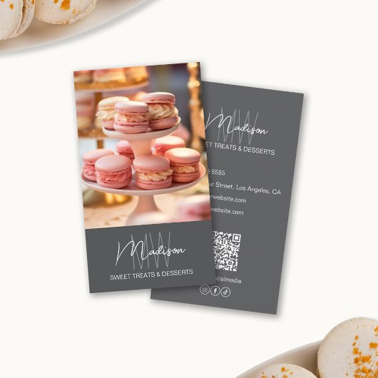 Carte De Visite Logo Monogramme de Boulangerie Gris