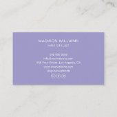 Carte De Visite Logo Monogramme de Coiffeur Violet (Dos)