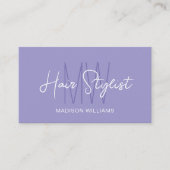 Carte De Visite Logo Monogramme de Coiffeur Violet (Devant)