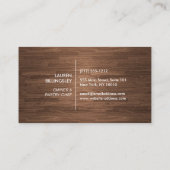 Carte De Visite Logo Monogramme de gâteau en blanc sur le bois Bro (Dos)