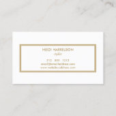 Carte De Visite LOGO MONOGRAMME INITIAL LUXE MODERNE OR et BLANC (Dos)